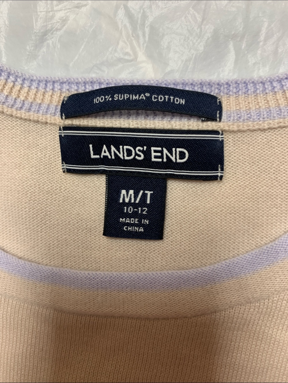 Lands End 100% Supima Cotton Kitty Cat Wearing Scarf Print Crewneck Sweater MT - Picture 4 of 4
